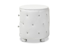 Load image into Gallery viewer, Baxton Studio Davina Hollywood Glamour Style Oval 2-drawer White Faux Leather Upholstered Nightstand