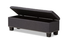 Load image into Gallery viewer, Baxton Studio Hannah Modern and Contemporary Dark Grey Fabric Upholstered Button-Tufting Storage Ottoman Bench