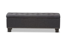 Load image into Gallery viewer, Baxton Studio Hannah Modern and Contemporary Dark Grey Fabric Upholstered Button-Tufting Storage Ottoman Bench