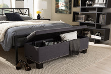 Load image into Gallery viewer, Baxton Studio Hannah Modern and Contemporary Dark Grey Fabric Upholstered Button-Tufting Storage Ottoman Bench