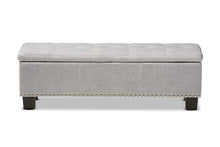 Load image into Gallery viewer, Baxton Studio Hannah Modern and Contemporary Grayish Beige Fabric Upholstered Button-Tufting Storage Ottoman Bench