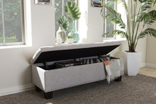 Load image into Gallery viewer, Baxton Studio Hannah Modern and Contemporary Grayish Beige Fabric Upholstered Button-Tufting Storage Ottoman Bench