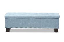 Load image into Gallery viewer, Baxton Studio Hannah Modern and Contemporary Light Blue Fabric Upholstered Button-Tufting Storage Ottoman Bench