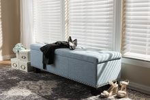 Load image into Gallery viewer, Baxton Studio Hannah Modern and Contemporary Light Blue Fabric Upholstered Button-Tufting Storage Ottoman Bench