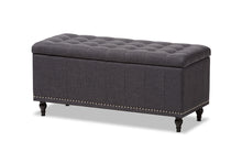 Load image into Gallery viewer, Baxton Studio Kaylee Modern Classic Dark Grey Fabric Upholstered Button-Tufting Storage Ottoman Bench