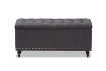 Load image into Gallery viewer, Baxton Studio Kaylee Modern Classic Dark Grey Fabric Upholstered Button-Tufting Storage Ottoman Bench
