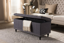 Load image into Gallery viewer, Baxton Studio Kaylee Modern Classic Dark Grey Fabric Upholstered Button-Tufting Storage Ottoman Bench
