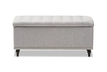 Load image into Gallery viewer, Baxton Studio Kaylee Modern Classic Grayish Beige Fabric Upholstered Button-Tufting Storage Ottoman Bench