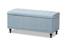 Load image into Gallery viewer, Baxton Studio Kaylee Modern Classic Light Blue Fabric Upholstered Button-Tufting Storage Ottoman Bench
