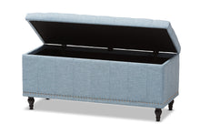 Load image into Gallery viewer, Baxton Studio Kaylee Modern Classic Light Blue Fabric Upholstered Button-Tufting Storage Ottoman Bench