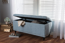 Load image into Gallery viewer, Baxton Studio Kaylee Modern Classic Light Blue Fabric Upholstered Button-Tufting Storage Ottoman Bench