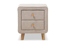 Load image into Gallery viewer, Baxton Studio Jonesy Mid-Century Beige Linen Upholstered 2-Drawer Nightstand