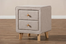 Load image into Gallery viewer, Baxton Studio Jonesy Mid-Century Beige Linen Upholstered 2-Drawer Nightstand