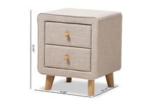 Load image into Gallery viewer, Baxton Studio Jonesy Mid-Century Beige Linen Upholstered 2-Drawer Nightstand