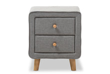 Load image into Gallery viewer, Baxton Studio Jonesy Mid-Century Grey Fabric Upholstered 2-Drawer Nightstand