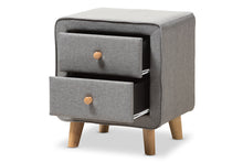 Load image into Gallery viewer, Baxton Studio Jonesy Mid-Century Grey Fabric Upholstered 2-Drawer Nightstand