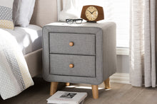 Load image into Gallery viewer, Baxton Studio Jonesy Mid-Century Grey Fabric Upholstered 2-Drawer Nightstand