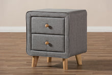 Load image into Gallery viewer, Baxton Studio Jonesy Mid-Century Grey Fabric Upholstered 2-Drawer Nightstand