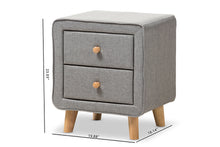 Load image into Gallery viewer, Baxton Studio Jonesy Mid-Century Grey Fabric Upholstered 2-Drawer Nightstand