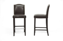 Load image into Gallery viewer, Baxton Studio Libra Dark Brown Modern Bar Stool with Nail Head Trim (Set of 2)