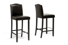 Load image into Gallery viewer, Baxton Studio Libra Dark Brown Modern Bar Stool with Nail Head Trim (Set of 2)