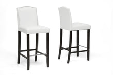 Load image into Gallery viewer, Baxton Studio Libra White Modern Bar Stool with Nail Head Trim (Set of 2)
