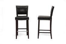 Load image into Gallery viewer, Baxton Studio Aries Black Modern Bar Stool with Nail Head Trim (Set of 2)