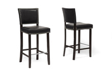 Load image into Gallery viewer, Baxton Studio Aries Black Modern Bar Stool with Nail Head Trim (Set of 2)