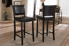 Load image into Gallery viewer, Baxton Studio Aries Dark Brown Modern Bar Stool with Nail Head Trim (Set of 2)