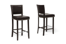 Load image into Gallery viewer, Baxton Studio Aries Dark Brown Modern Bar Stool with Nail Head Trim (Set of 2)