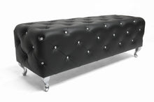 Load image into Gallery viewer, Baxton Studio Stella Crystal Tufted Black Leather Modern Bench