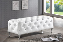 Load image into Gallery viewer, Baxton Studio Stella Crystal Tufted White Leather Modern Bench