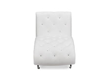 Load image into Gallery viewer, Baxton Studio Pease Contemporary White Faux Leather Upholstered Crystal Button Tufted Chaise Lounge