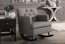 Load image into Gallery viewer, Baxton Studio Bethany Modern and Contemporary Grey Fabric Upholstered Button-tufted Rocking Chair