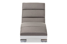 Load image into Gallery viewer, Baxton Studio Percy Modern and Contemporary Grey Fabric and White Faux Leather Upholstered Chaise Lounge