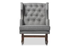 Load image into Gallery viewer, Baxton Studio Iona Mid-century Retro Modern Grey Fabric Upholstered Button-tufted Wingback Rocking Chair
