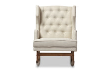 Load image into Gallery viewer, Baxton Studio Iona Mid-century Retro Modern Light Beige Fabric Upholstered Button-tufted Wingback Rocking Chair