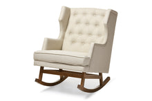 Load image into Gallery viewer, Baxton Studio Iona Mid-century Retro Modern Light Beige Fabric Upholstered Button-tufted Wingback Rocking Chair