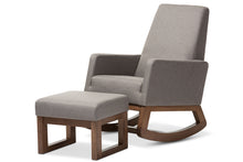 Load image into Gallery viewer, Baxton Studio Yashiya Mid-century Retro Modern Grey Fabric Upholstered Rocking Chair and Ottoman Set