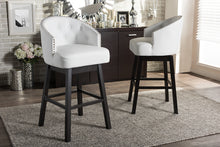 Load image into Gallery viewer, Baxton Studio Avril Modern and Contemporary White Faux Leather Tufted Swivel Barstool with Nail heads Trim (Set of 2)