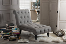 Load image into Gallery viewer, Baxton Studio Layla Mid-century Retro Modern Grey Fabric Upholstered Button-tufted Chaise Lounge