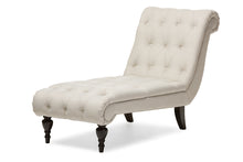 Load image into Gallery viewer, Baxton Studio Layla Mid-century Modern Light Beige Fabric Upholstered Button-tufted Chaise Lounge