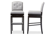Load image into Gallery viewer, Baxton Studio Ginaro Modern and Contemporary Grey Fabric Button-tufted Upholstered Swivel Bar Stool (Set of 2)