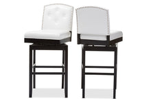 Load image into Gallery viewer, Baxton Studio Ginaro Modern and Contemporary White Faux Leather Button-tufted Upholstered Swivel Bar Stool (Set of 2)