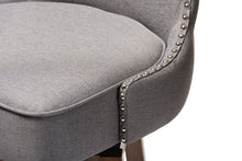 Load image into Gallery viewer, Baxton Studio Gradisca Modern and Contemporary Brown Wood Finishing and Grey Fabric Button-Tufted Upholstered Swivel Barstool