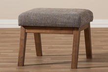 Load image into Gallery viewer, Baxton Studio Aberdeen Mid-Century Modern Walnut Wood Finishing and Gravel Fabric Upholstered Ottoman
