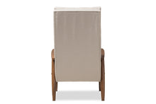 Load image into Gallery viewer, Baxton Studio Roxy Mid-Century Modern Walnut Brown Finish Wood and Light Beige Fabric Upholstered Button-Tufted High-Back Chair
