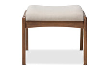 Load image into Gallery viewer, Baxton Studio Roxy Mid-Century Modern Walnut Wood Finishing and Light Beige Fabric Upholstered Ottoman
