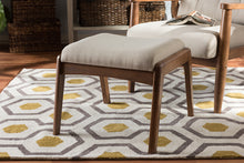 Load image into Gallery viewer, Baxton Studio Roxy Mid-Century Modern Walnut Wood Finishing and Light Beige Fabric Upholstered Ottoman