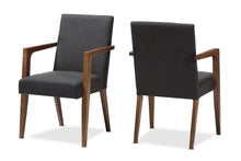 Load image into Gallery viewer, Baxton Studio Andrea Mid-Century Modern Dark Grey Upholstered Wooden Armchair (Set of 2)